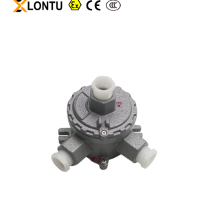Top shot of LONTU 3-way flameproof cable junction head for hazardous location wiring connection with full certification