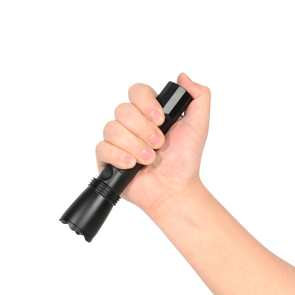 LONTU ATEX IECEx certified explosion-proof LED handheld flashlight, black anti-slip aluminum portable safety torch for hazardous chemical mining oil refinery sites