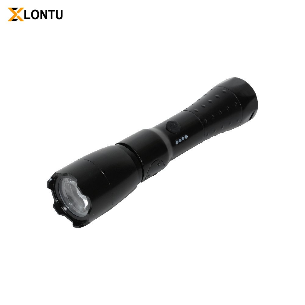 LONTU ATEX IECEx certified explosion-proof LED handheld flashlight, black anti-slip aluminum portable safety torch for hazardous chemical mining oil refinery sites