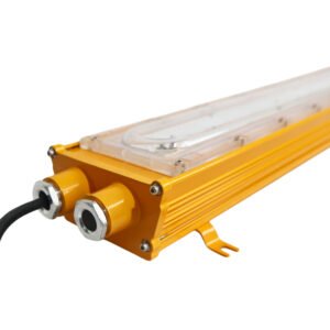 LONTU ATEX IECEx certified linear explosion proof LED light, die-cast aluminum orange housing, IP66 waterproof industrial hazardous zone linear lamp for chemical mining warehouse