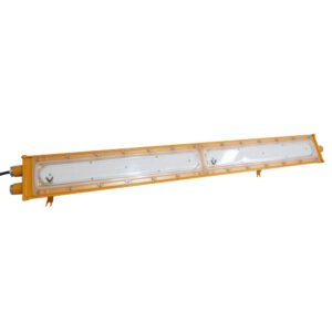 LONTU ATEX IECEx certified linear explosion proof LED light, die-cast aluminum orange housing, IP66 waterproof industrial hazardous zone linear lamp for chemical mining warehouse