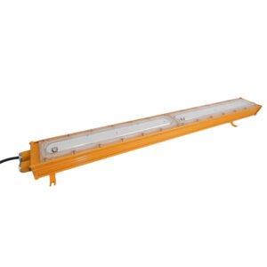 LONTU ATEX IECEx certified linear explosion proof LED light, die-cast aluminum orange housing, IP66 waterproof industrial hazardous zone linear lamp for chemical mining warehouse