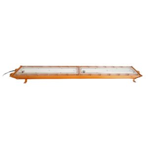 LONTU ATEX IECEx certified linear explosion proof LED light, die-cast aluminum orange housing, IP66 waterproof industrial hazardous zone linear lamp for chemical mining warehouse