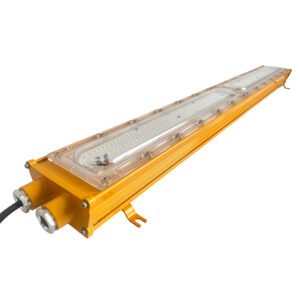 LONTU ATEX IECEx certified linear explosion proof LED light, die-cast aluminum orange housing, IP66 waterproof industrial hazardous zone linear lamp for chemical mining warehouse