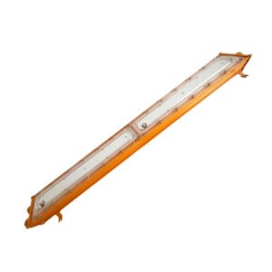 LONTU ATEX IECEx certified linear explosion proof LED light, die-cast aluminum orange housing, IP66 waterproof industrial hazardous zone linear lamp for chemical mining warehouse