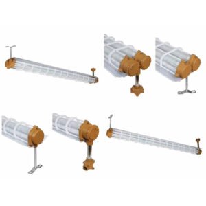 LONTU ATEX IECEx certified explosion proof fluorescent linear light fixture with protective wire guard, suspended mounting design for hazardous industrial zone 1 and zone 2 locationsLONTU ATEX IECEx certified explosion proof fluorescent linear light fixture with protective wire guard, suspended mounting design for hazardous industrial zone 1 and zone 2 locations