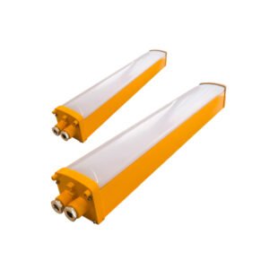 LONTU Explosion Proof Bracket Linear Light with safety wire guard, suspended mounting, ATEX IECEx certified hazardous zone fluorescent lamp for chemical mining warehouse