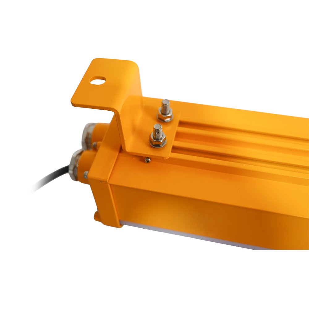 LONTU Explosion Proof Bracket Linear Light with safety wire guard, suspended mounting, ATEX IECEx certified hazardous zone fluorescent lamp for chemical mining warehouse