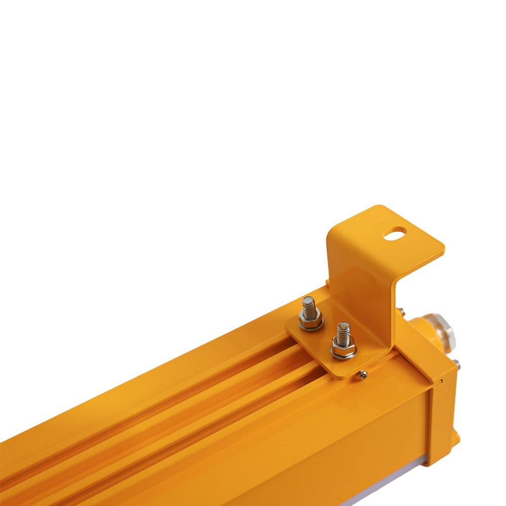 LONTU Explosion Proof Bracket Linear Light with safety wire guard, suspended mounting, ATEX IECEx certified hazardous zone fluorescent lamp for chemical mining warehouse