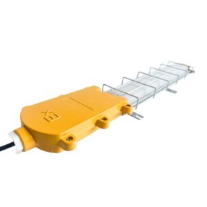 LONTU Explosion Proof Bracket Linear Light with safety wire guard, suspended mounting, ATEX IECEx certified hazardous zone fluorescent lamp for chemical mining warehouse