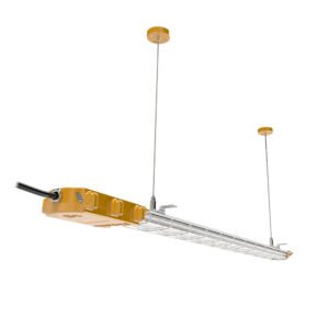 LONTU Explosion Proof Bracket Linear Light with safety wire guard, suspended mounting, ATEX IECEx certified hazardous zone fluorescent lamp for chemical mining warehouse