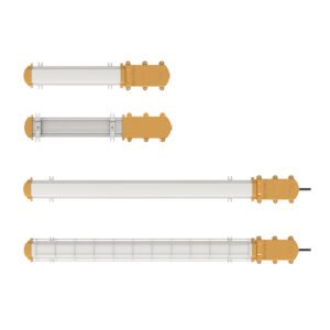 LONTU Explosion Proof Bracket Linear Light with safety wire guard, suspended mounting, ATEX IECEx certified hazardous zone fluorescent lamp for chemical mining warehouse