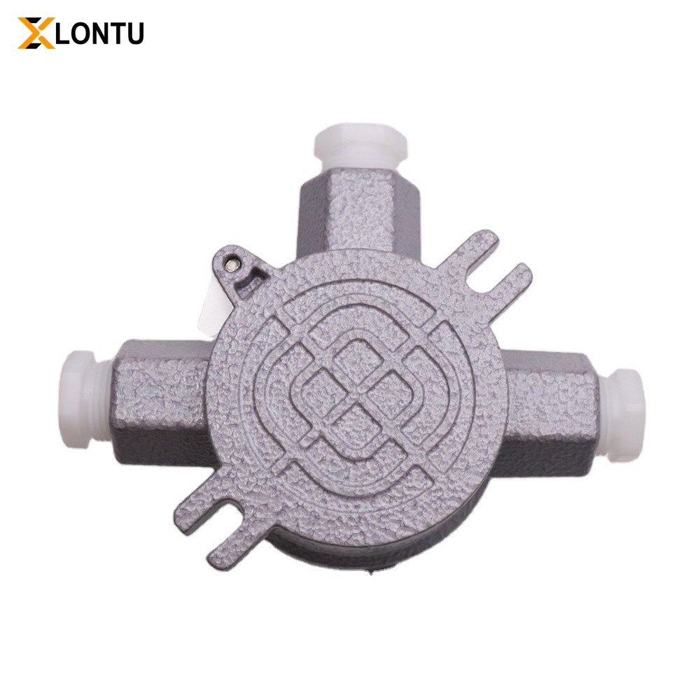 LONTU ATEX IECEx certified 3-way explosion-proof junction box, die-cast aluminum flameproof wiring terminal box for hazardous area electrical cable connection