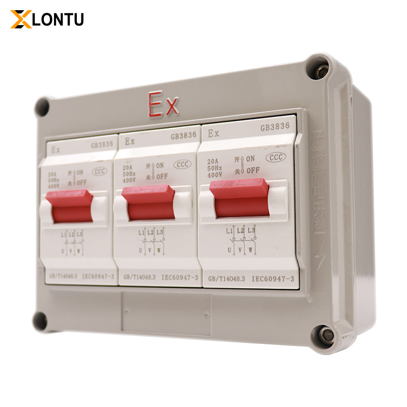 LONTU ATEX IECEx Explosion Proof Circuit Breaker Switch, flameproof overload protection isolating switch for hazardous zone electrical safety control