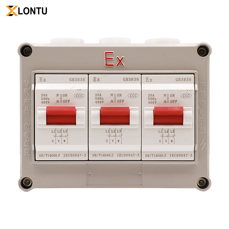 LONTU ATEX IECEx Explosion Proof Circuit Breaker Switch, flameproof overload protection isolating switch for hazardous zone electrical safety control