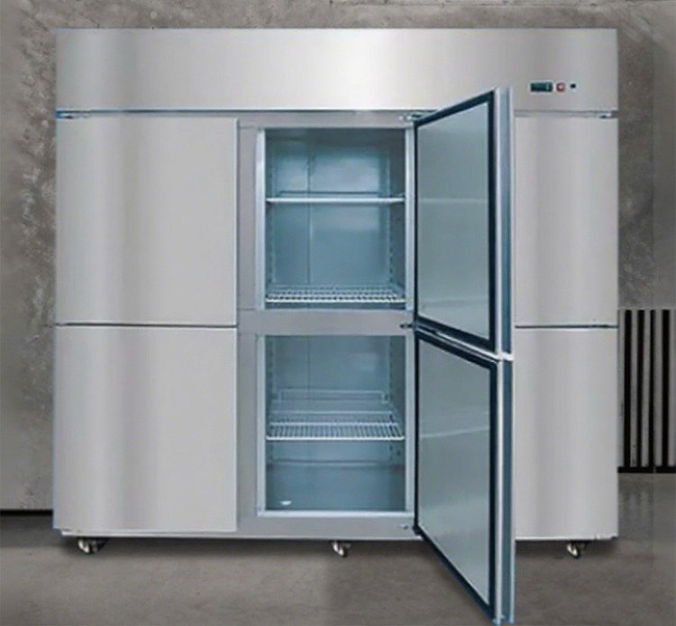 explosion-proof refrigerator opened for sample storage in a laboratory