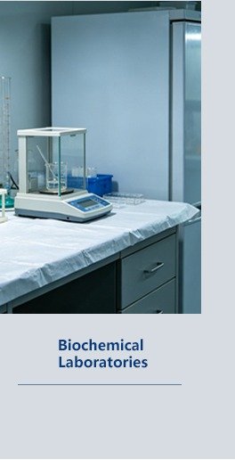 Biochemical laboratory with flammable chemicals requiring explosion-proof cooling