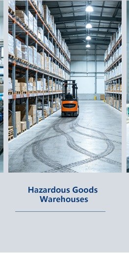 Hazardous goods warehouse storing flammable materials