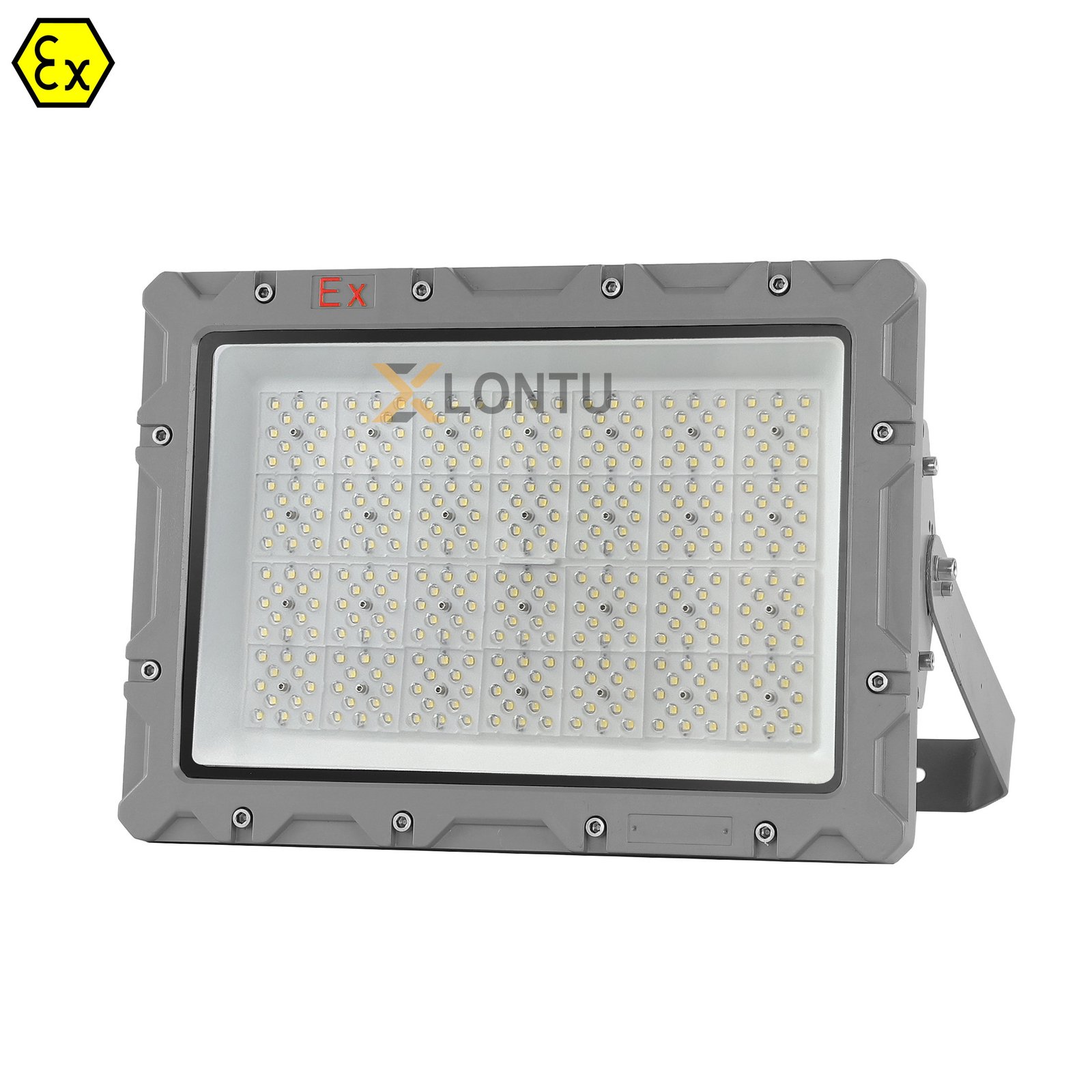 SZK-TGD 300-400W explosion proof LED flood light side angle view with adjustable mounting bracket – IP66 IK09 high-power hazardous area floodlight.