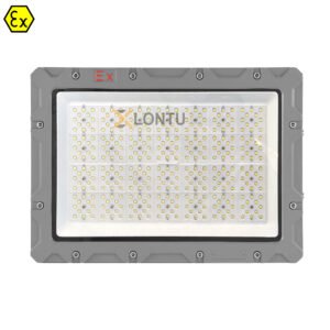 SZK-TGD 300-400W explosion proof LED flood light with lens, front view – IP66 IK09 high-power floodlight for large hazardous area installations.