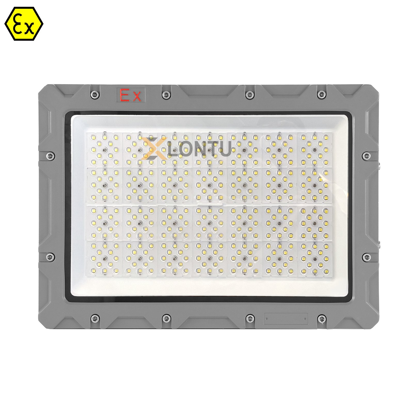 SZK-TGD 300-400W explosion proof LED flood light with lens, front view – IP66 IK09 high-power floodlight for large hazardous area installations.